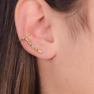 Ear Cuff com Zircônias Coloridas - Brinco Moderno e Elegante