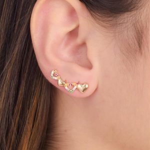 Ear Cuff Coração Liso e Vazado com Cravação de Zircônia - Compre Online