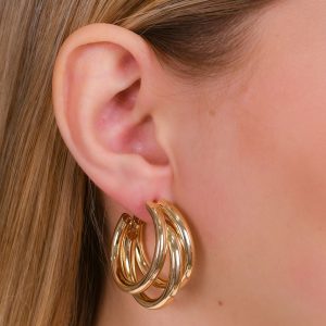 Argola Grande com Três Tubos - Brincos Elegantes e Modernos