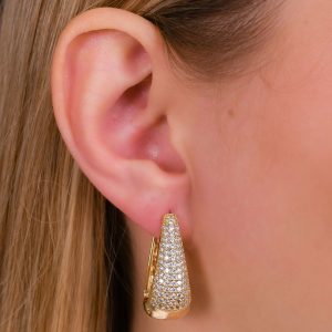 Argola de Gota Cravejada Média - Elegância e Brilho em Semijoias