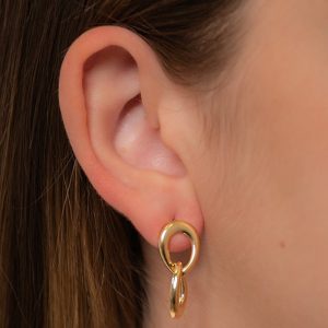 Brinco Elo Duplo: Semijoia Sofisticada para Estilo Elegante