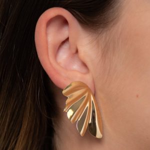 Brinco Grande Asa Amassada - Semijoia de Luxo para Mulheres Modernas