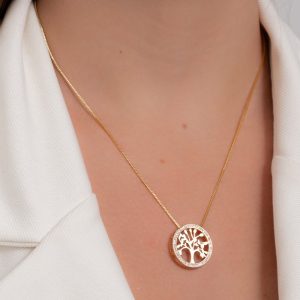 Colar Veneziano com Pingente Árvore da Vida Cravejado: Semijoia de Luxo