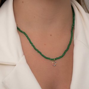 Colar de Cristal Esmeralda com Pingente Inspirador: Semijoia Luxuosa e Elegante